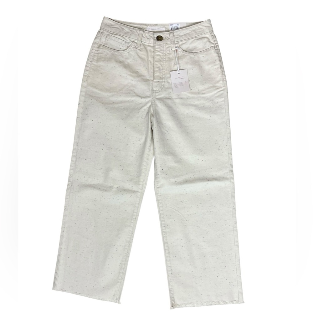 LC Lauren Conrad Speckled Wide Leg Ankle Pants in Ecru with Rainbow Specks NWT-Q